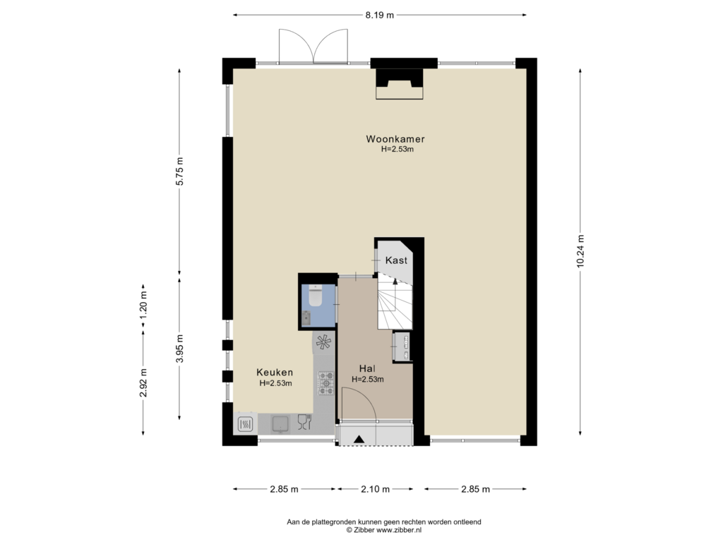 View floorplan of Begane grond of Bachlaan 45