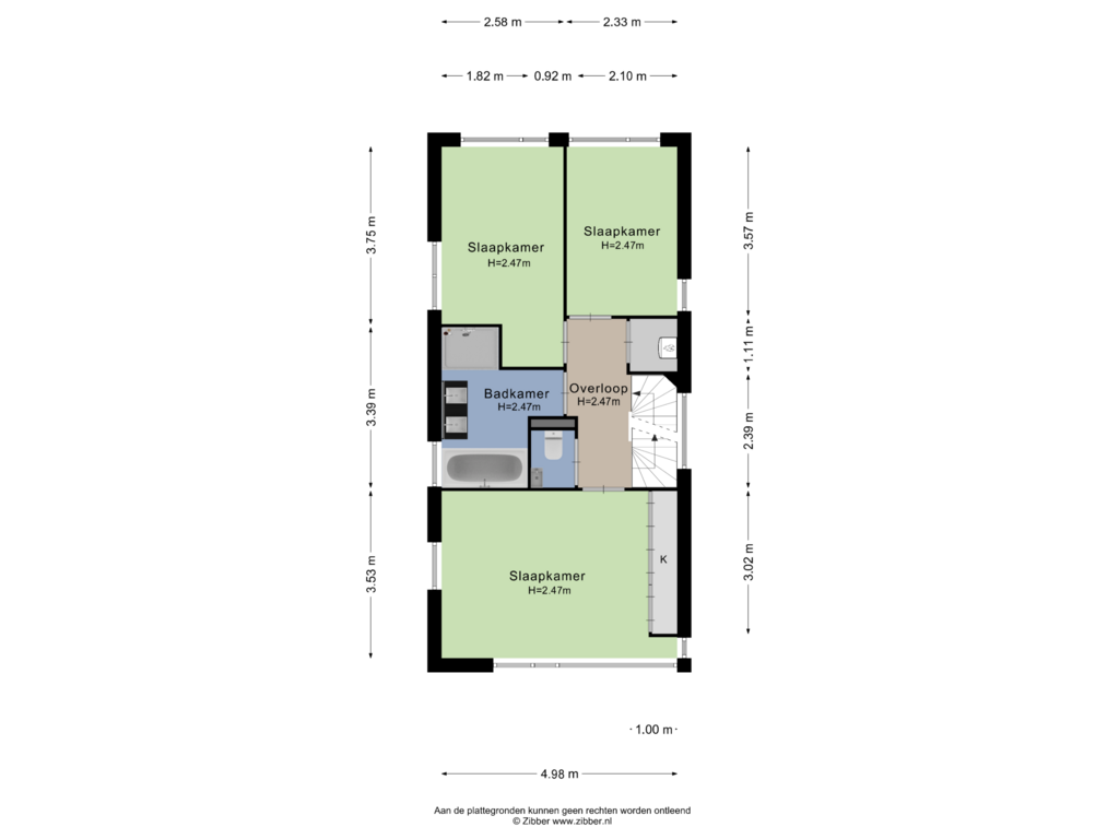 View floorplan of Eerste verdieping of Bachlaan 45