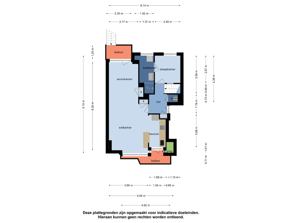 View floorplan of Begane grond of Blauwvoetstraat 16-H