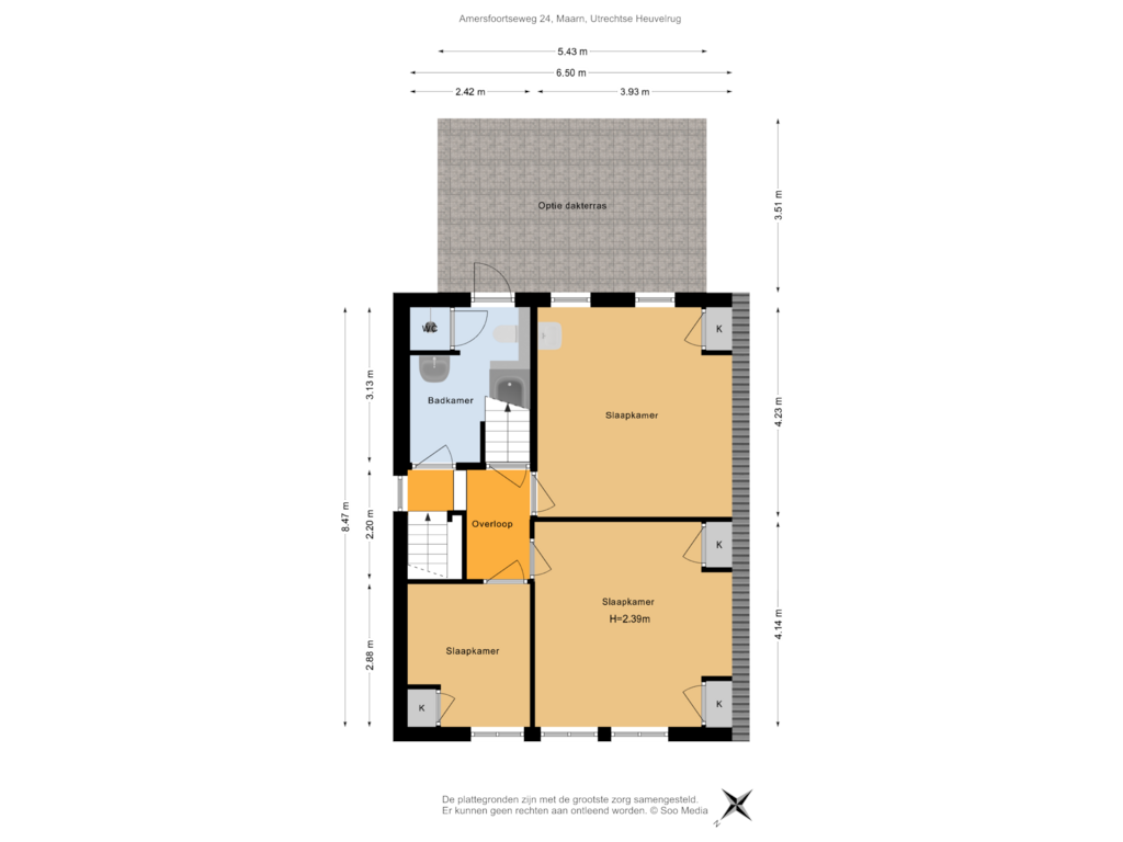 View floorplan of 1e Verdieping of Amersfoortseweg 24