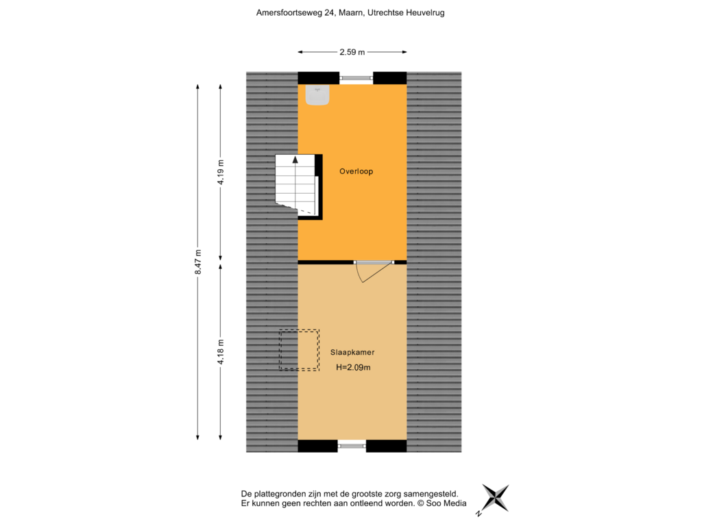 View floorplan of 2e Verdieping of Amersfoortseweg 24