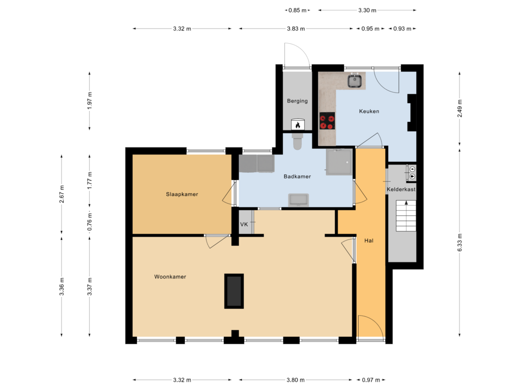 View floorplan of Begane grond of Guldenvliesstraat 23