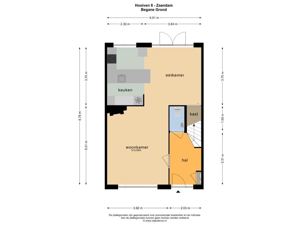 Bekijk plattegrond van BEGANE GROND van Hooiven 8