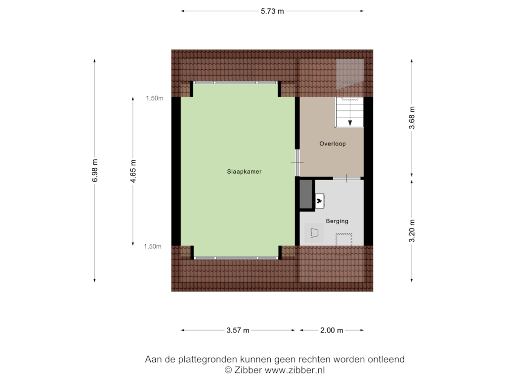 Bekijk plattegrond van Tweede verdieping van Wijsstraat 57