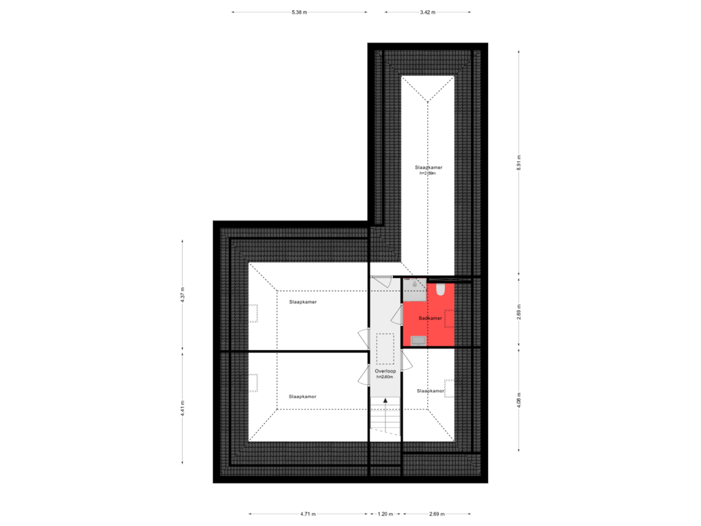 View floorplan of 2e Verdieping of Aresstraat 6