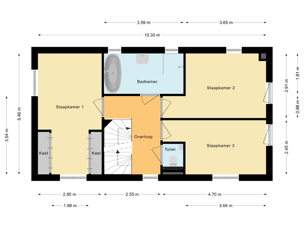 Bekijk plattegrond van Eerste verdieping van Nannenbergstraat 1