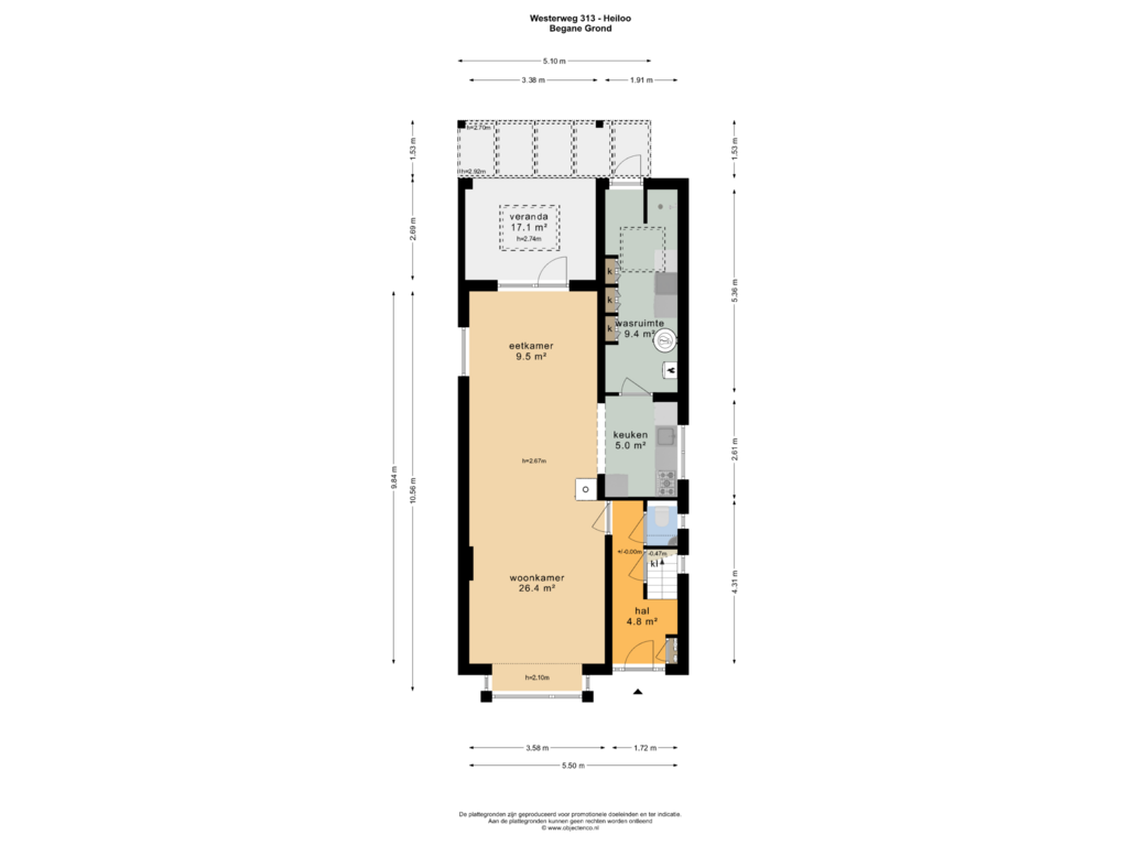 Bekijk plattegrond van BEGANE GROND van Westerweg 313