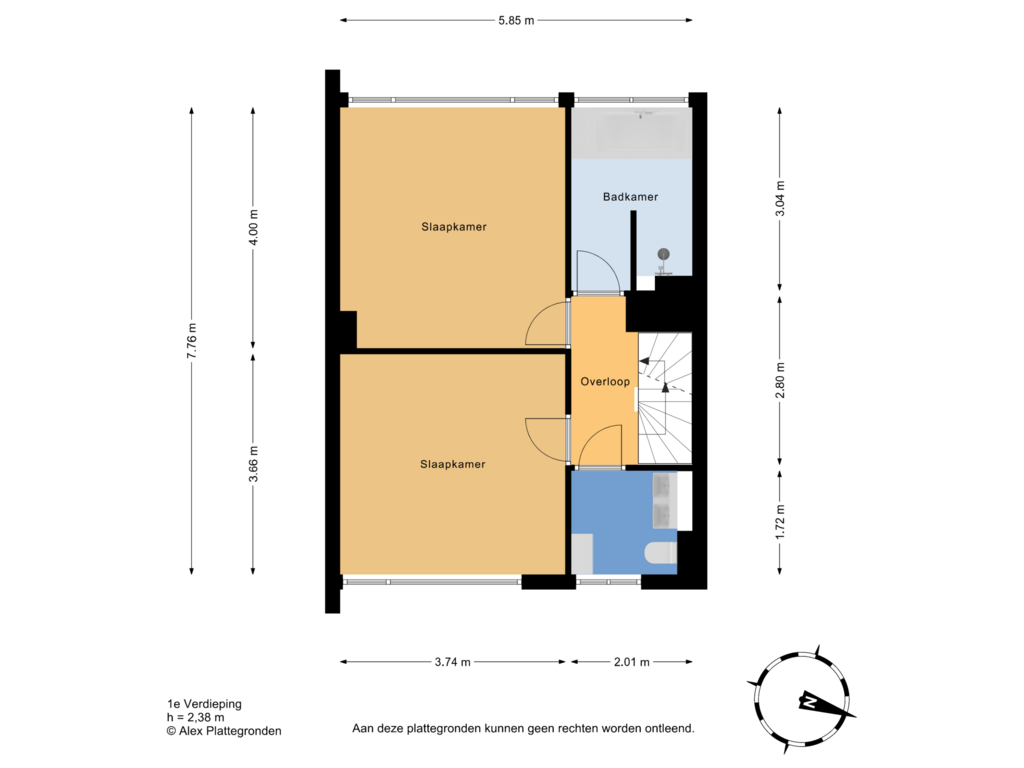 Bekijk plattegrond van 1e Verdieping van Meermanstraat 132