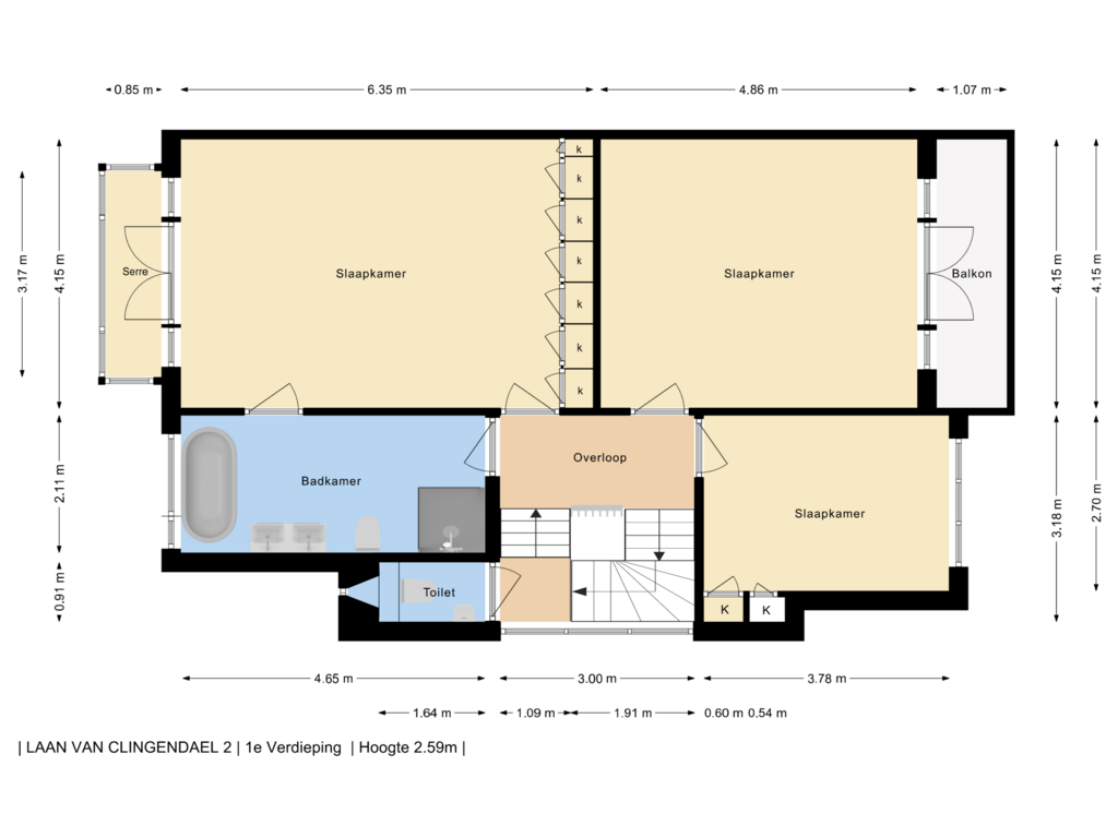 Bekijk plattegrond van 1e Verdieping van Laan van Clingendael 2