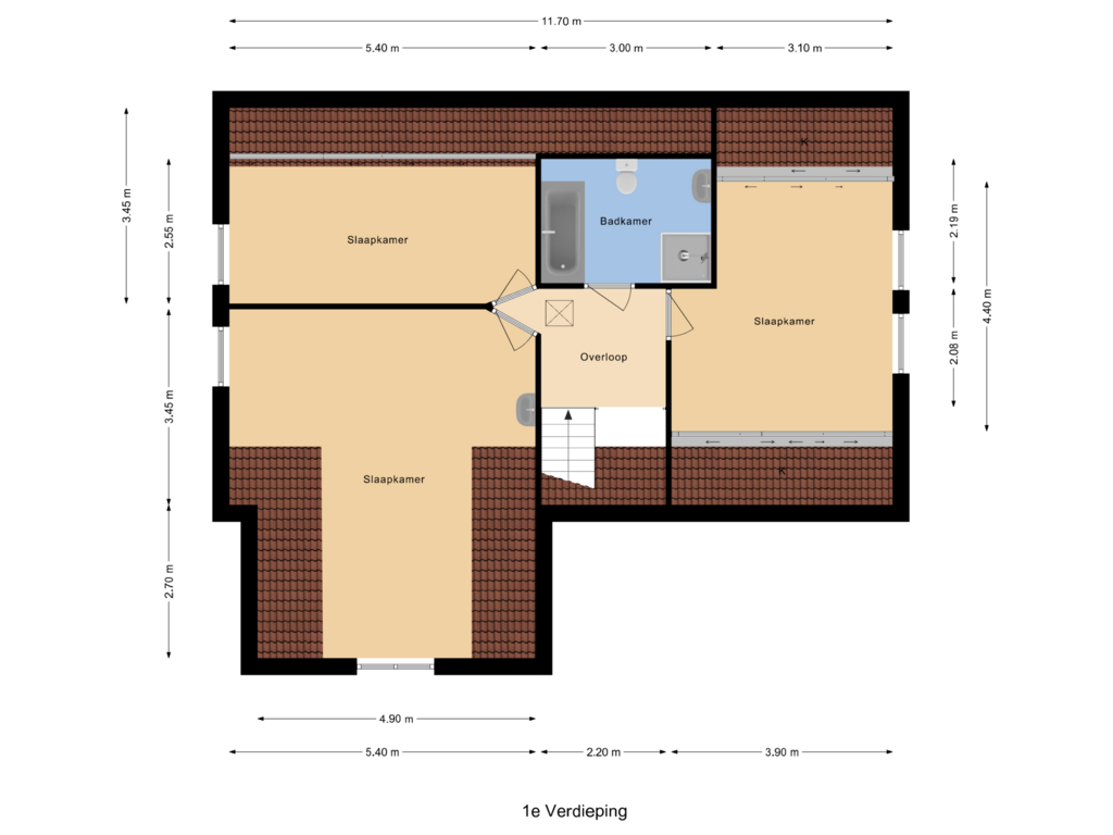 Bekijk plattegrond van 1e Verdieping van Steenoven 7