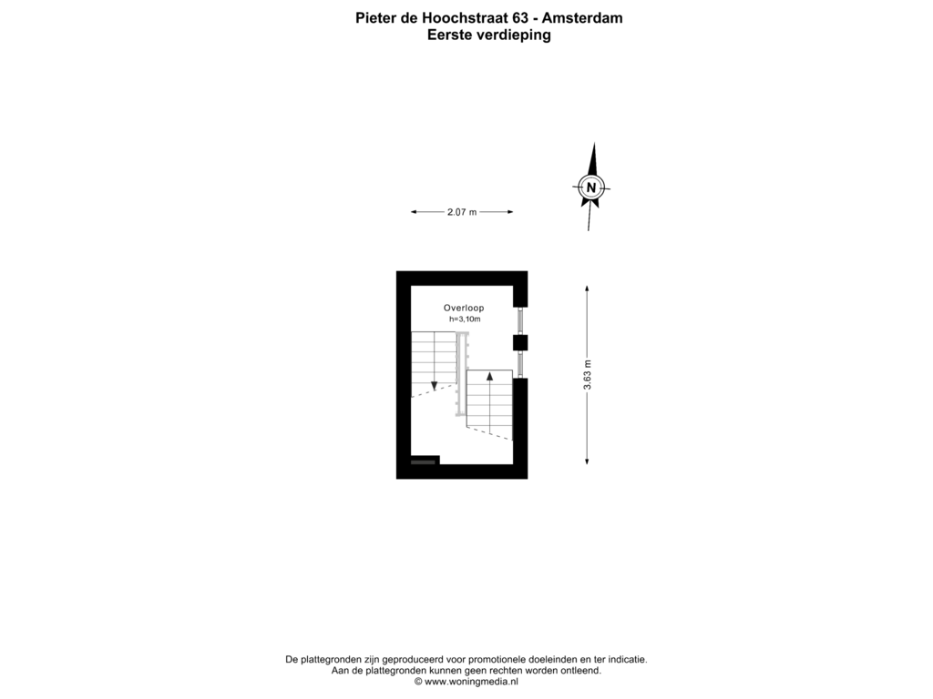 Bekijk plattegrond van Eerste verdieping van Pieter de Hoochstraat 63