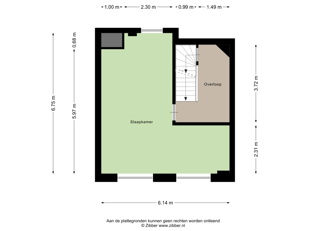 View floorplan of Tweede Verdieping of Marspoortstraat 2-A