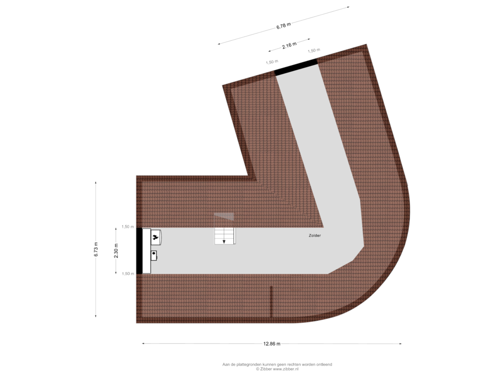 View floorplan of Zolder of Marspoortstraat 2-A