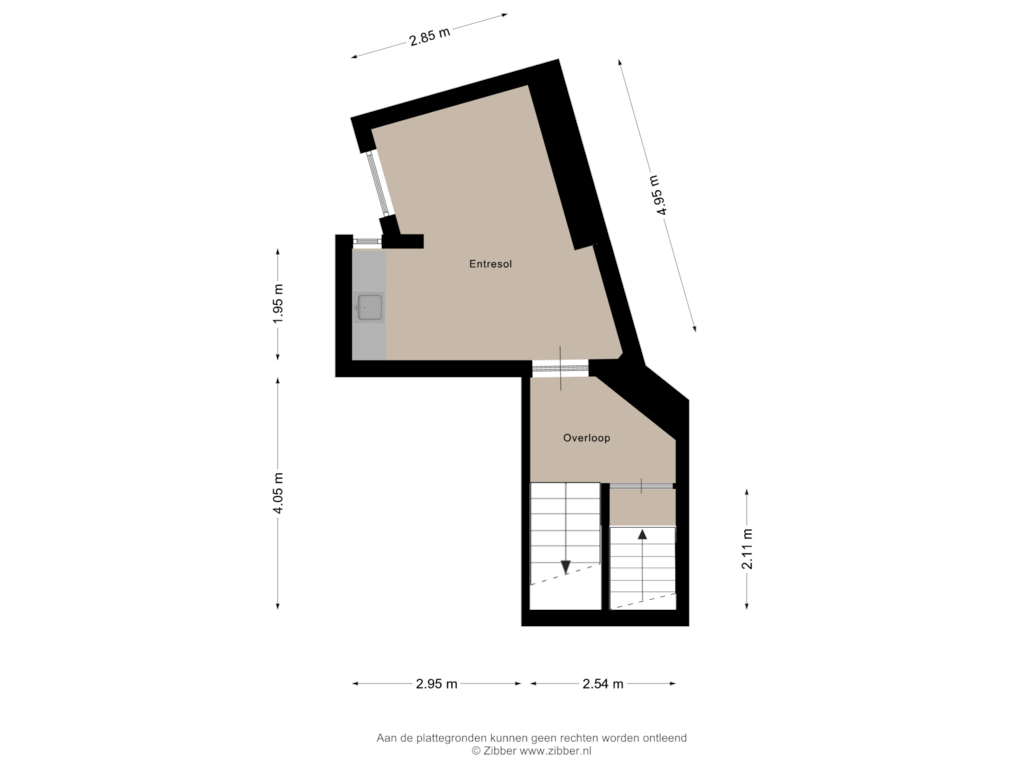 View floorplan of Entresol of Marspoortstraat 2-A