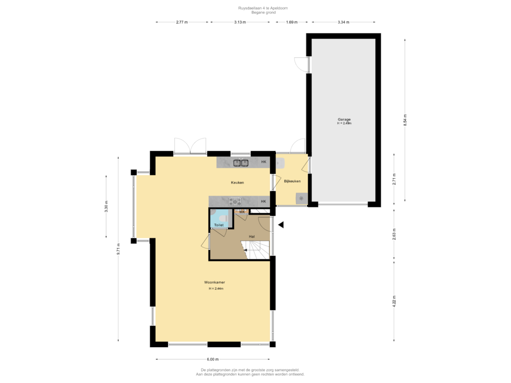 Bekijk plattegrond van Begane grond van Ruysdaellaan 4