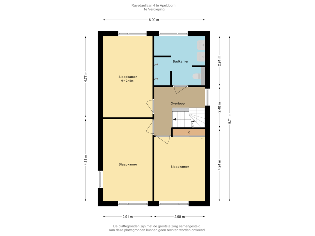 Bekijk plattegrond van 1e Verdieping van Ruysdaellaan 4