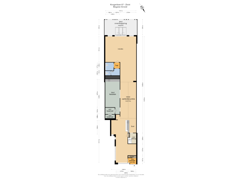 Bekijk plattegrond van BEGANE GROND van Krugerlaan 67