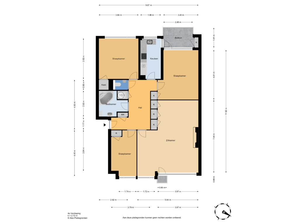 View floorplan of 4e Verdieping of Aaltje Noordewierstraat 45