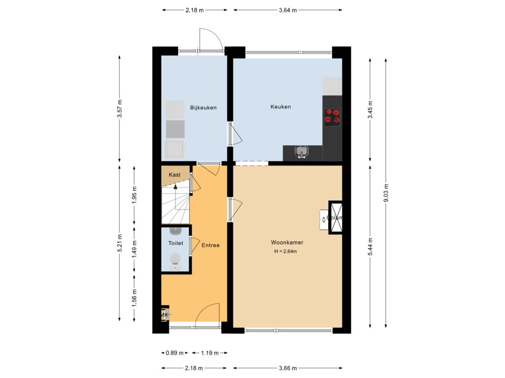 Bekijk plattegrond van Begane grond van Morrahemstraat 20