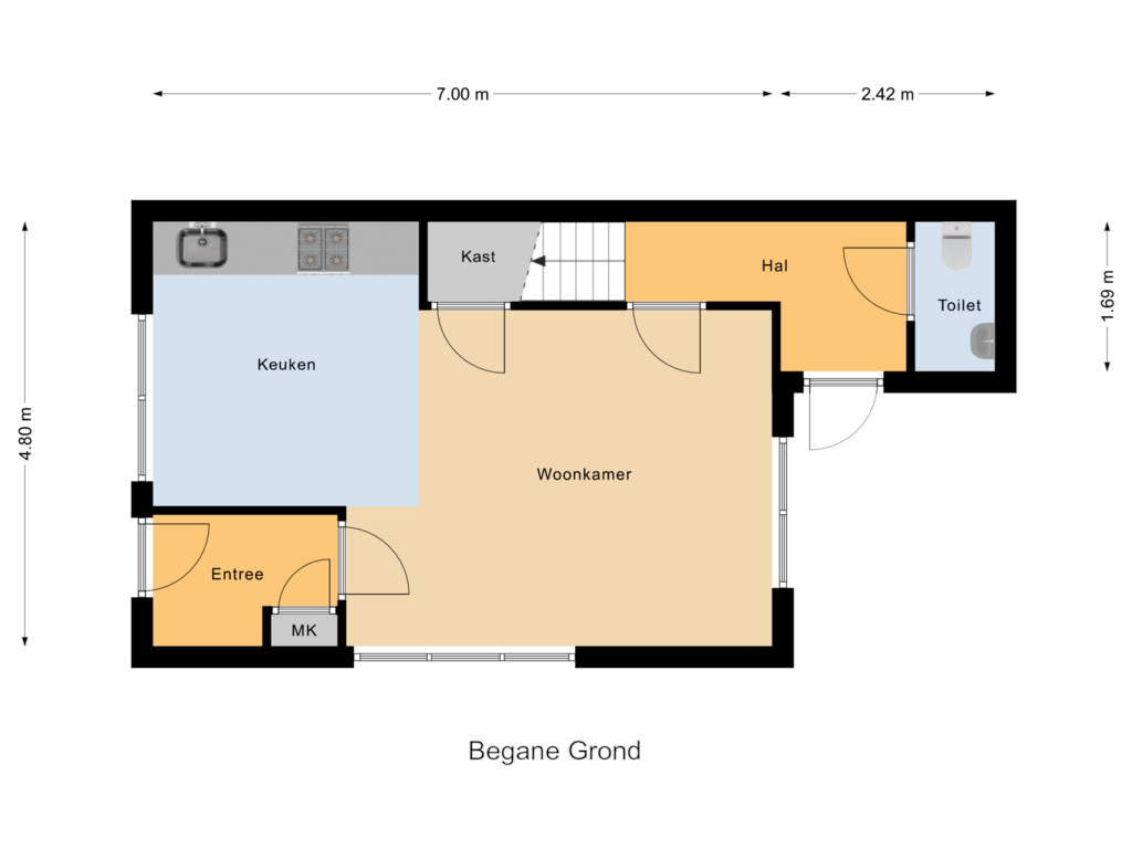 Bekijk plattegrond van Begane Grond van A.H.H. Tolhuisenstraat 87