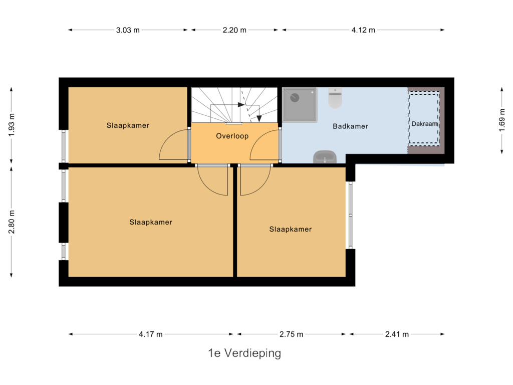 Bekijk plattegrond van 1e Verdieping van A.H.H. Tolhuisenstraat 87