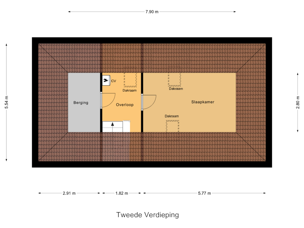 View floorplan of Tweede Verdieping of Jan de Vriesstraat 8