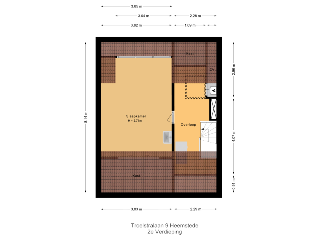 Bekijk plattegrond van 2e Verdieping van Troelstralaan 9