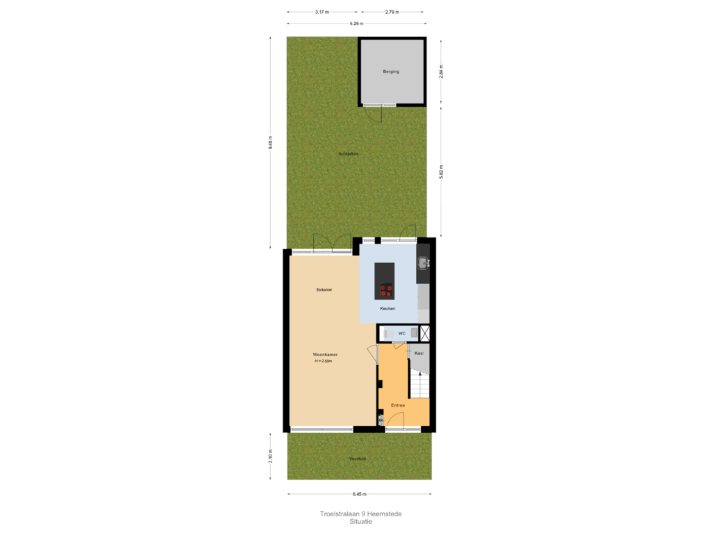 Bekijk plattegrond van Situatie van Troelstralaan 9