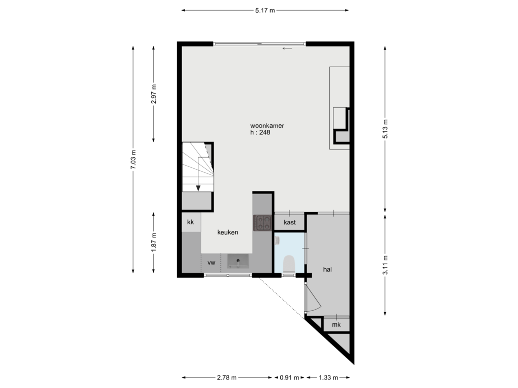 Bekijk plattegrond van begane grond van Postlaan 33