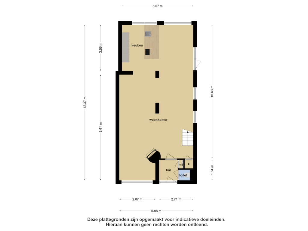 Bekijk plattegrond van begane grond van Jacob Catsstraat 18