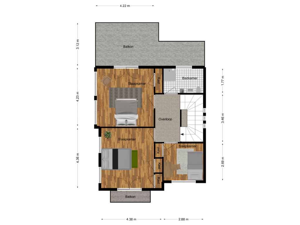 View floorplan of 1e verdieping of Mr. van Coothstraat 40