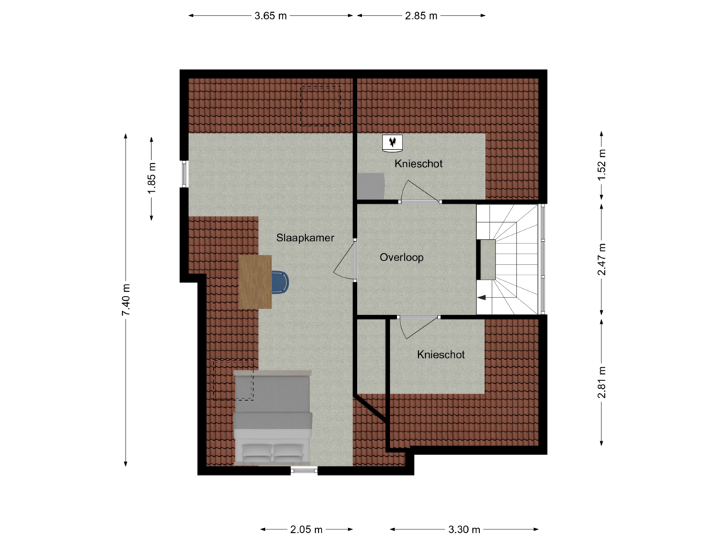 View floorplan of 2e verdieping of Mr. van Coothstraat 40