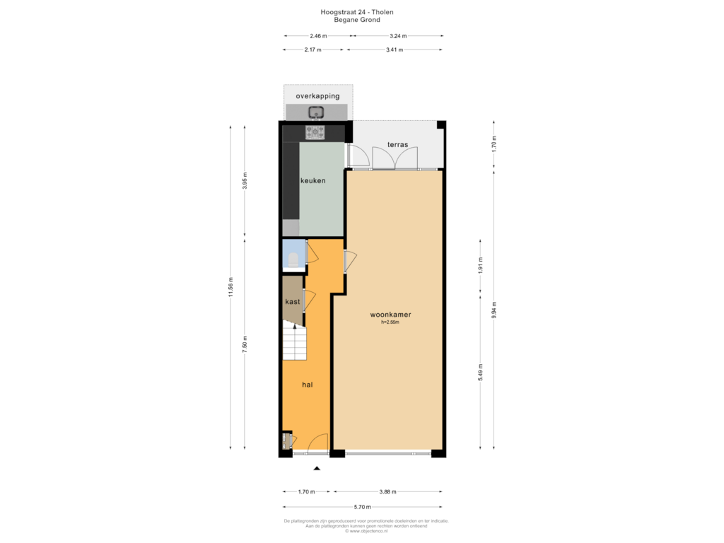 Bekijk plattegrond van BEGANE GROND van Hoogstraat 24