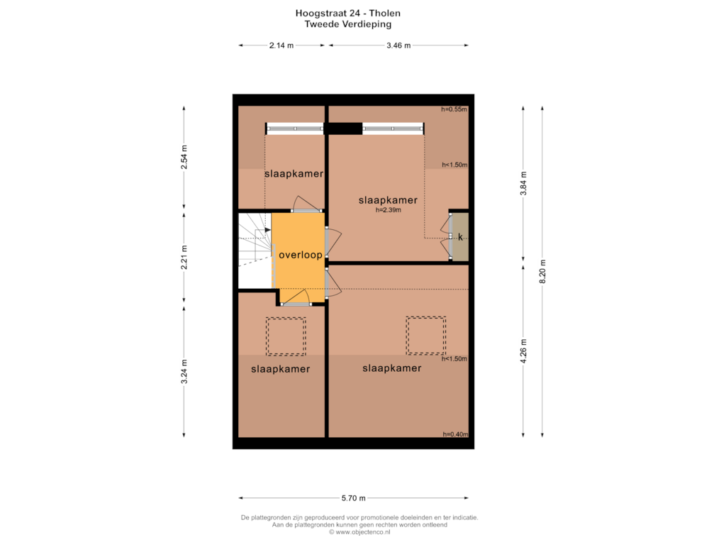 Bekijk plattegrond van TWEEDE VERDIEPING van Hoogstraat 24