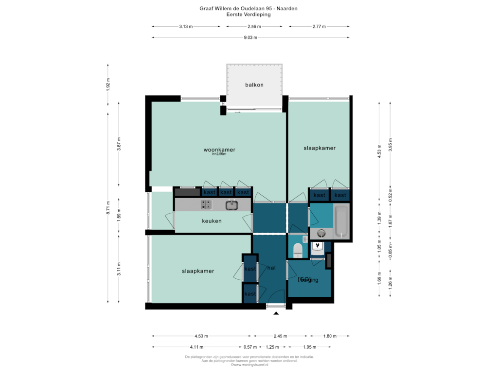 View floorplan of EERSTE VERDIEPING of Graaf Willem de Oudelaan 95