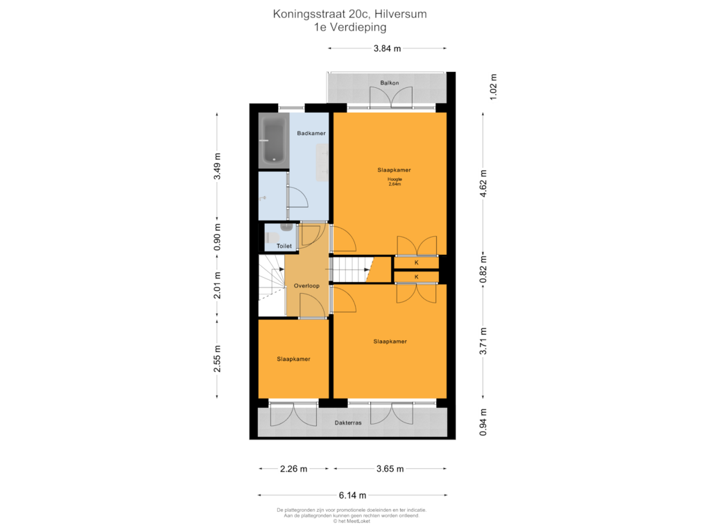 Bekijk plattegrond van 1e Verdieping van Koningsstraat 20-C