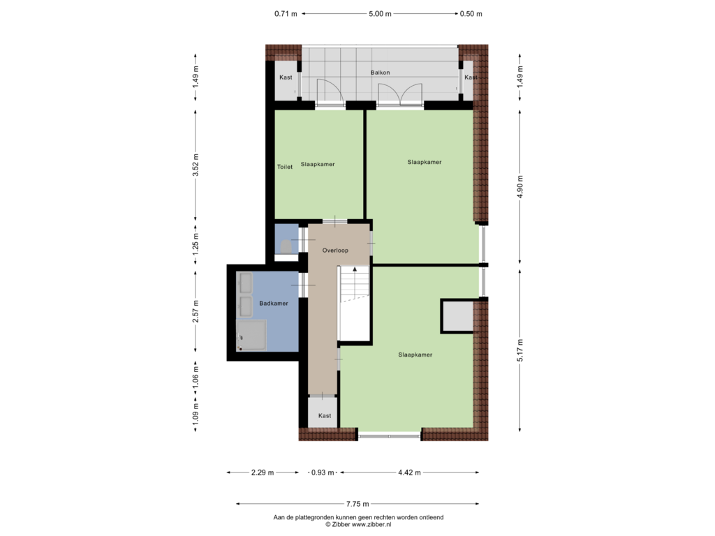 View floorplan of Tweede Verdieping of Vlasstraat 1-A