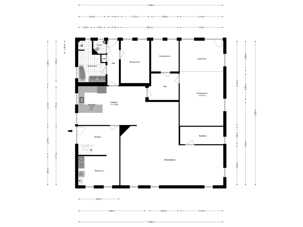 View floorplan of Begane Grond of Hoofdweg 130