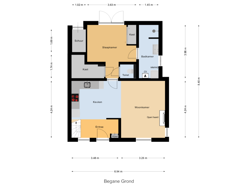 Bekijk plattegrond van Begane Grond van Steenweg 4