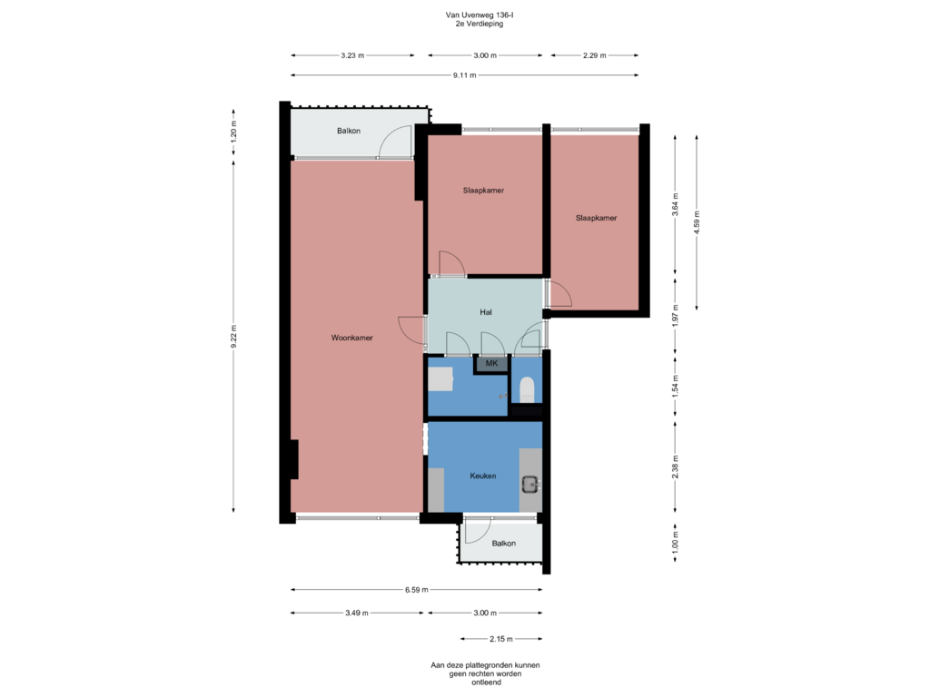 View floorplan of 2e Verdieping of Van Uvenweg 136-I