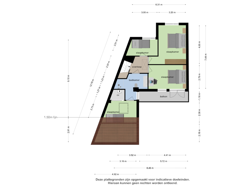 Bekijk plattegrond van 1e verdieping van Indrelaan 4