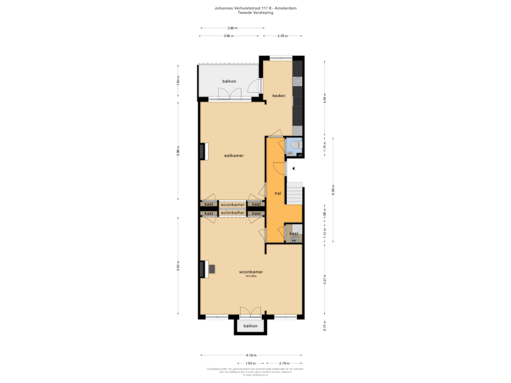 Bekijk plattegrond van TWEEDE VERDIEPING van Johannes Verhulststraat 117-2