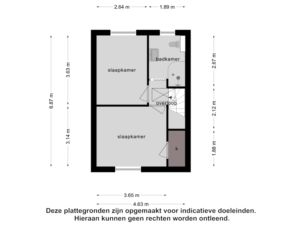 View floorplan of 1e verdieping of Meidoornstraat 5