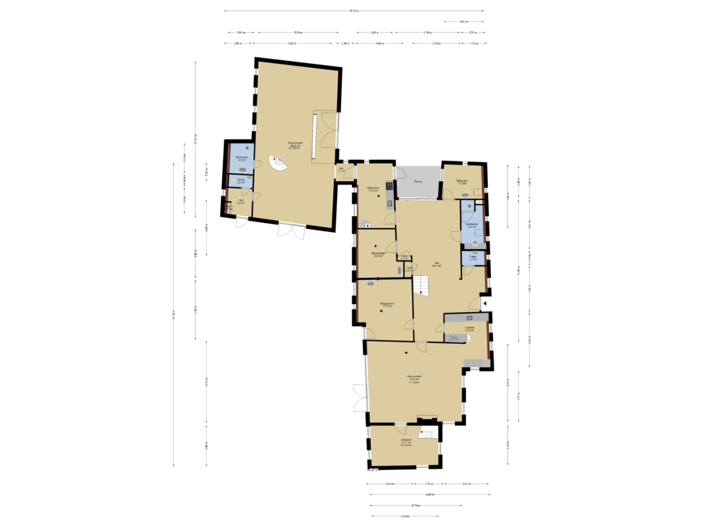 Bekijk plattegrond van Begane grond van Zuiderstraat 7