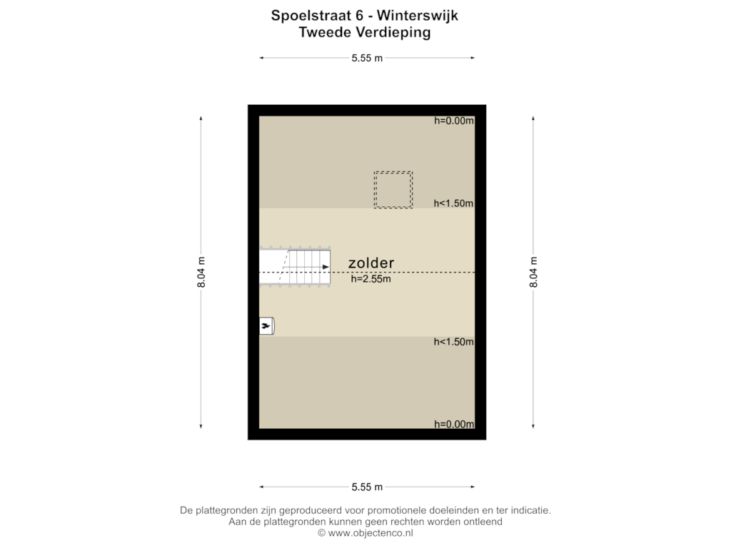 View floorplan of TWEEDE VERDIEPING of Spoelstraat 6