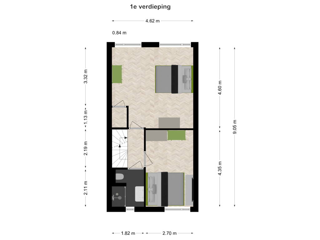 Bekijk plattegrond van 1e verdieping van Wilhelmina van Pruisenlaan 293