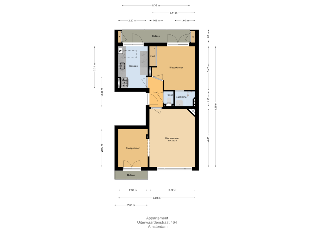 Bekijk plattegrond van Appartement van Uiterwaardenstraat 46-1