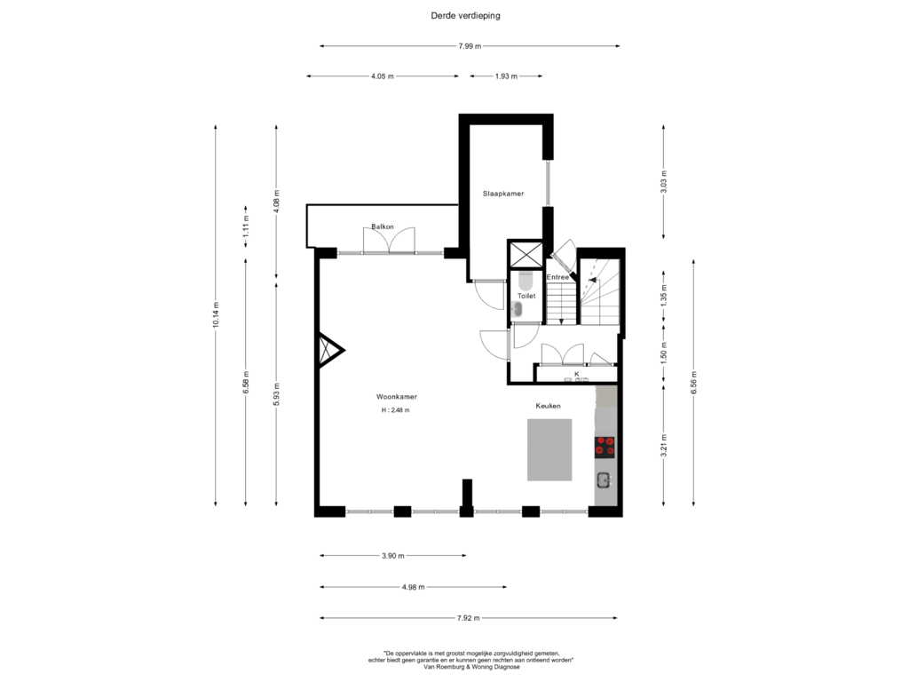 Bekijk plattegrond van Derde verdieping van Utrechtsedwarsstraat 123-3