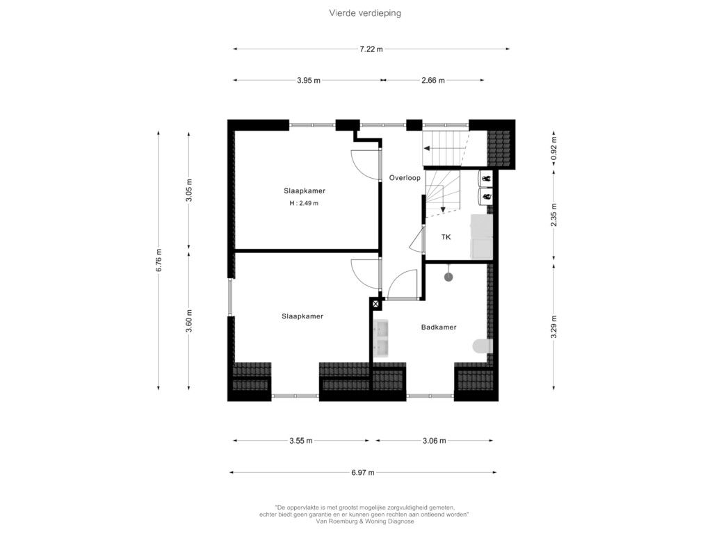 Bekijk plattegrond van Vierde verdieping van Utrechtsedwarsstraat 123-3