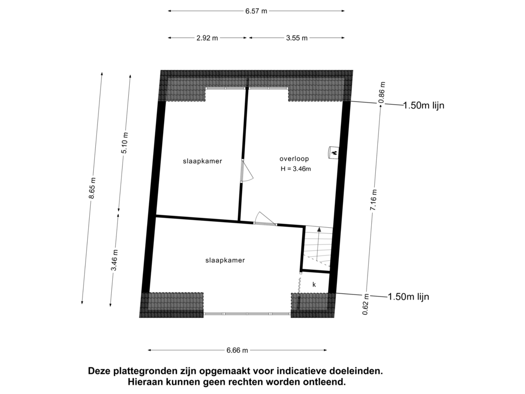 Bekijk plattegrond van 2e verdieping van Boslaan 15